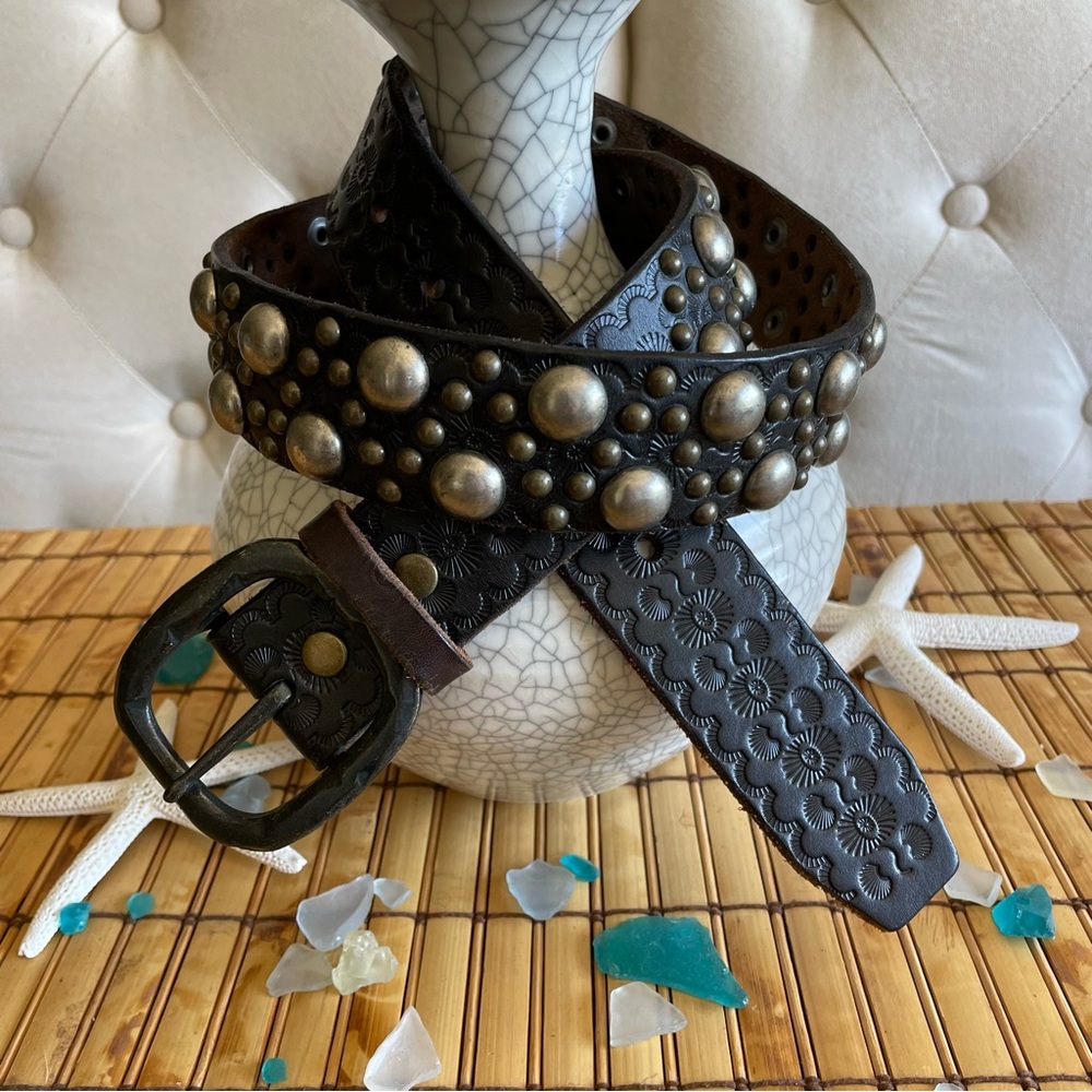 Black Studded Leather Belt